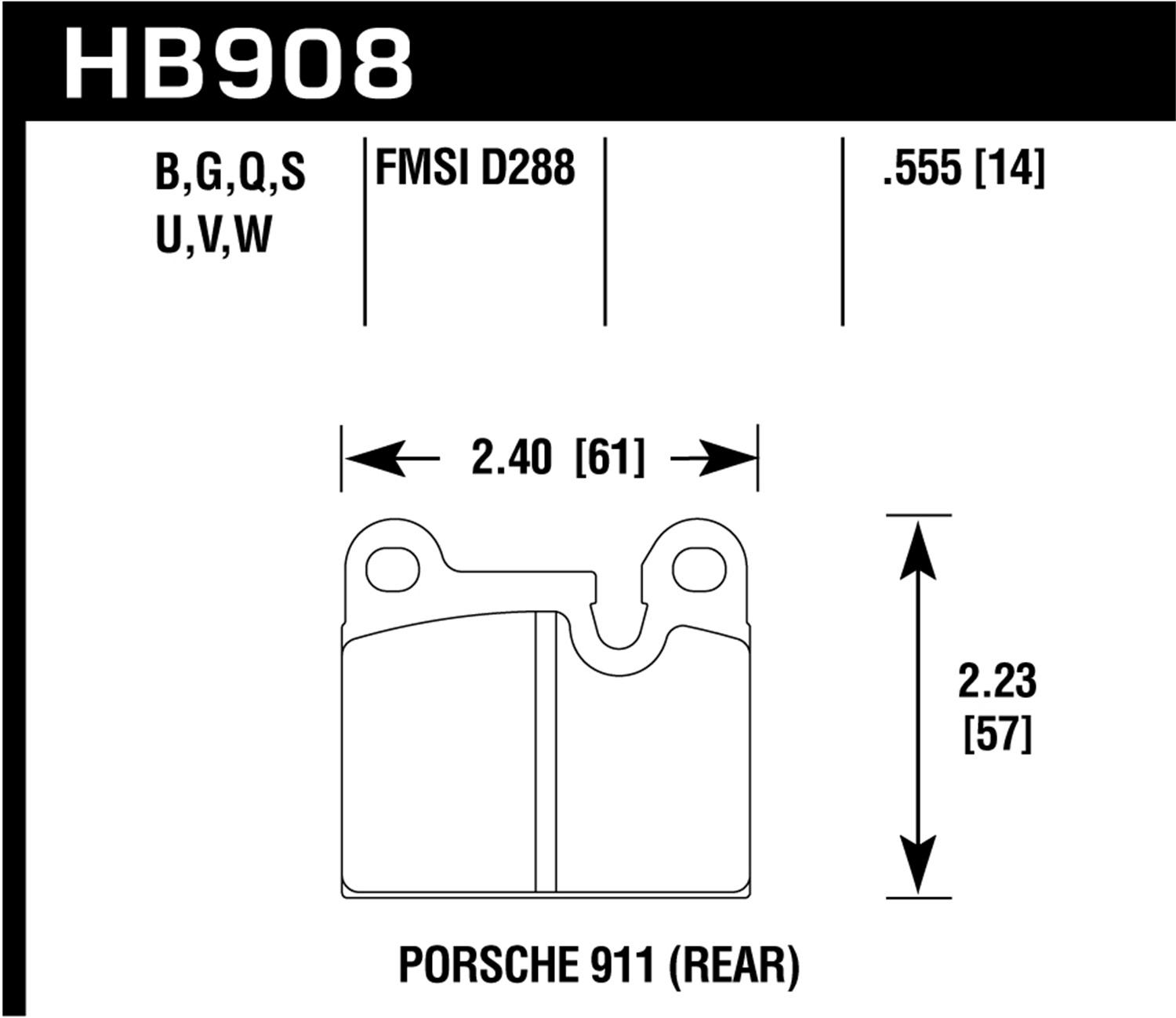 Hawk Motorsports Brake Pads (1984-1989 Porsche 911) - HB908U.555