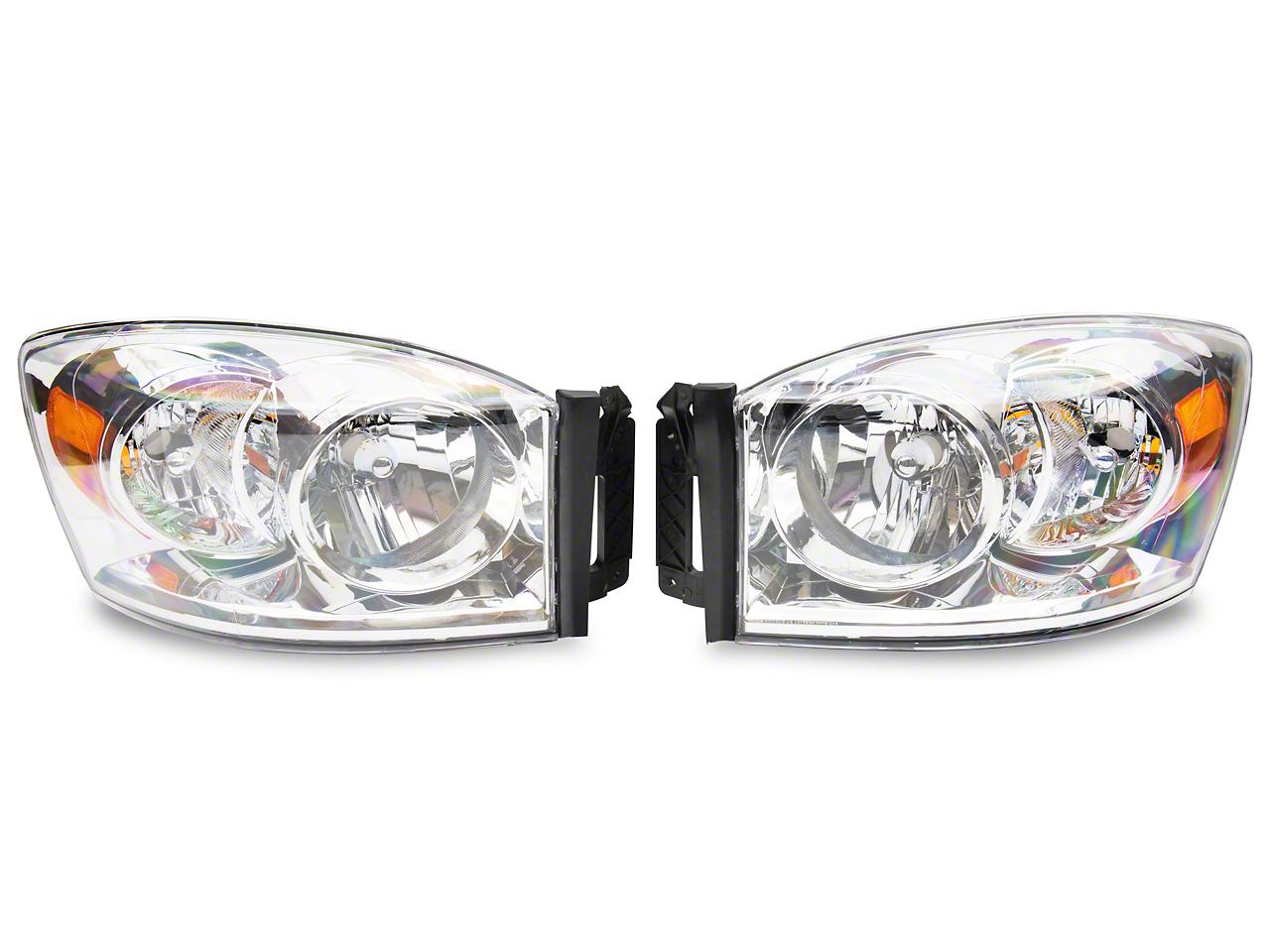 Raxiom Axial Series Oem Style Replacement Headlights; Chrome Housing; Clear Lens (2006-2009 Ram 1500, Ram 2500, Ram 3500) - R118012
