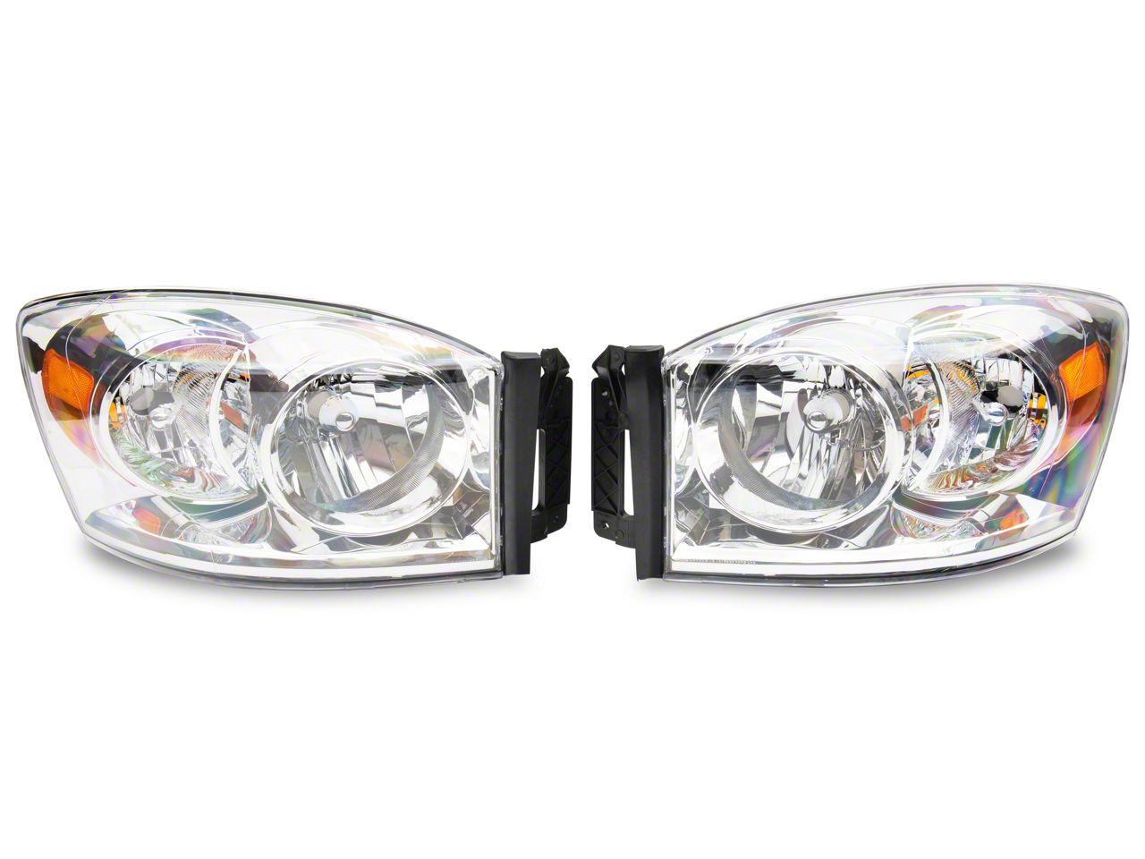 Raxiom Axial Series Oem Style Replacement Headlights; Chrome Housing; Clear Lens (2006-2009 Ram 1500, Ram 2500, Ram 3500) - R118012
