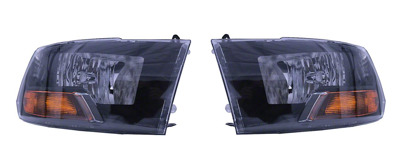 Raxiom Axial Series Euro Style Headlights With Single Bulb; Black Housing; Clear Lens (2009-2018 1500, Ram 2500, 2500, Ram 3500, 3500, Ram 1500) - R118017