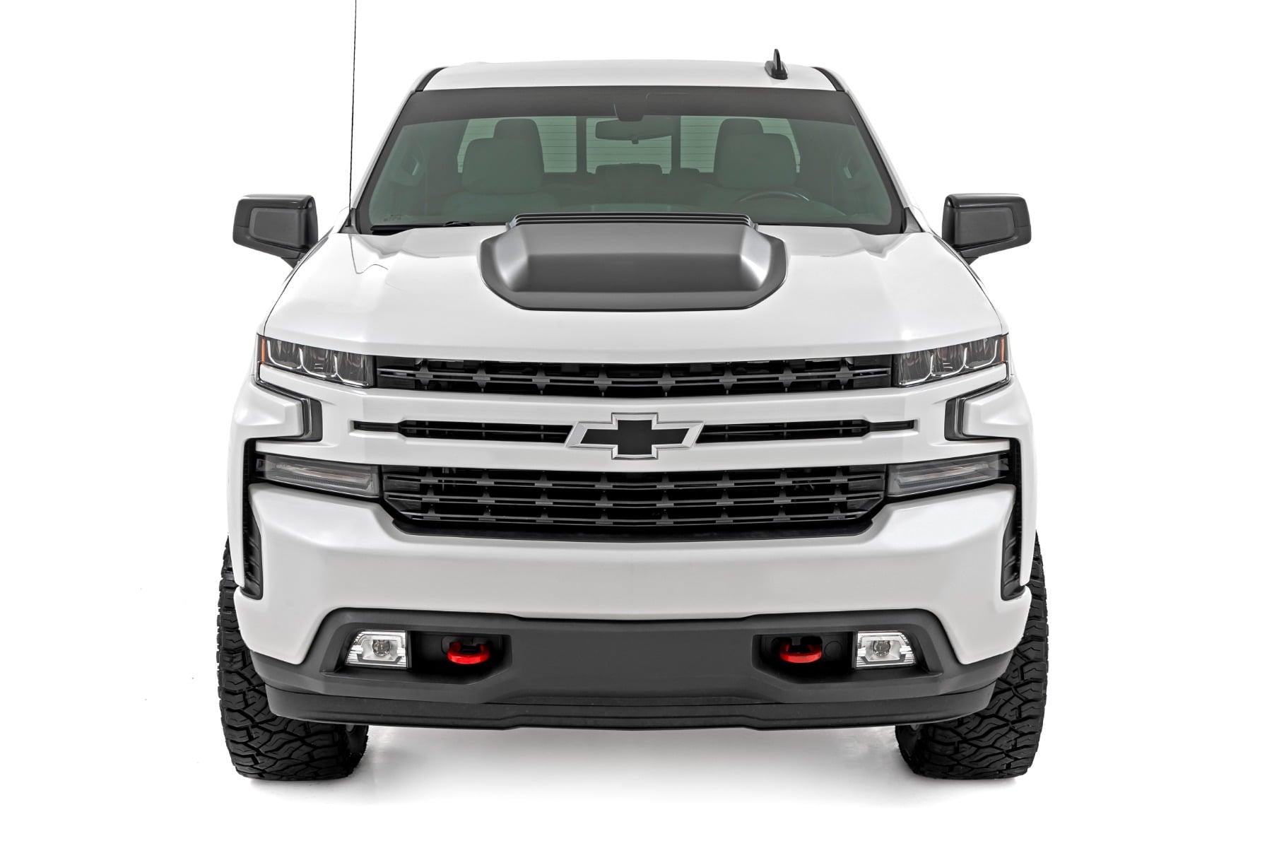 Rough Country Hood Scoop GLT Glacier Blue Chevy Silverado 1500 2WD/4WD (2019-2026) (2019-2026 Silverado 1500, Silverado 1500 LTD) - HS10010-GLT