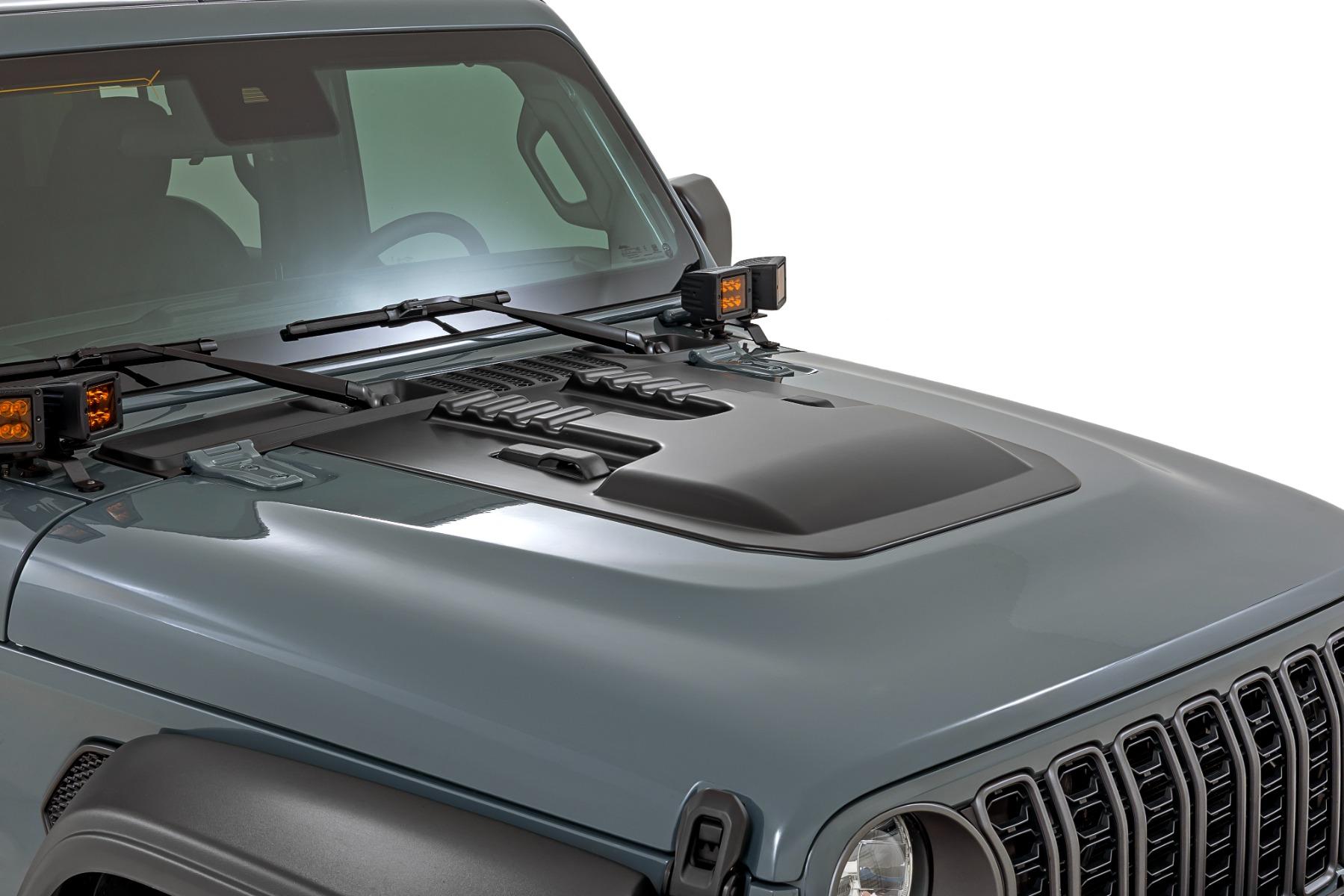 Rough Country Hood Scoop PDS Anvil Jeep Gladiator JT/Wrangler JL 4WD (2018-2026) (2019-2020 Wrangler, Gladiator) - HS60010-PDS