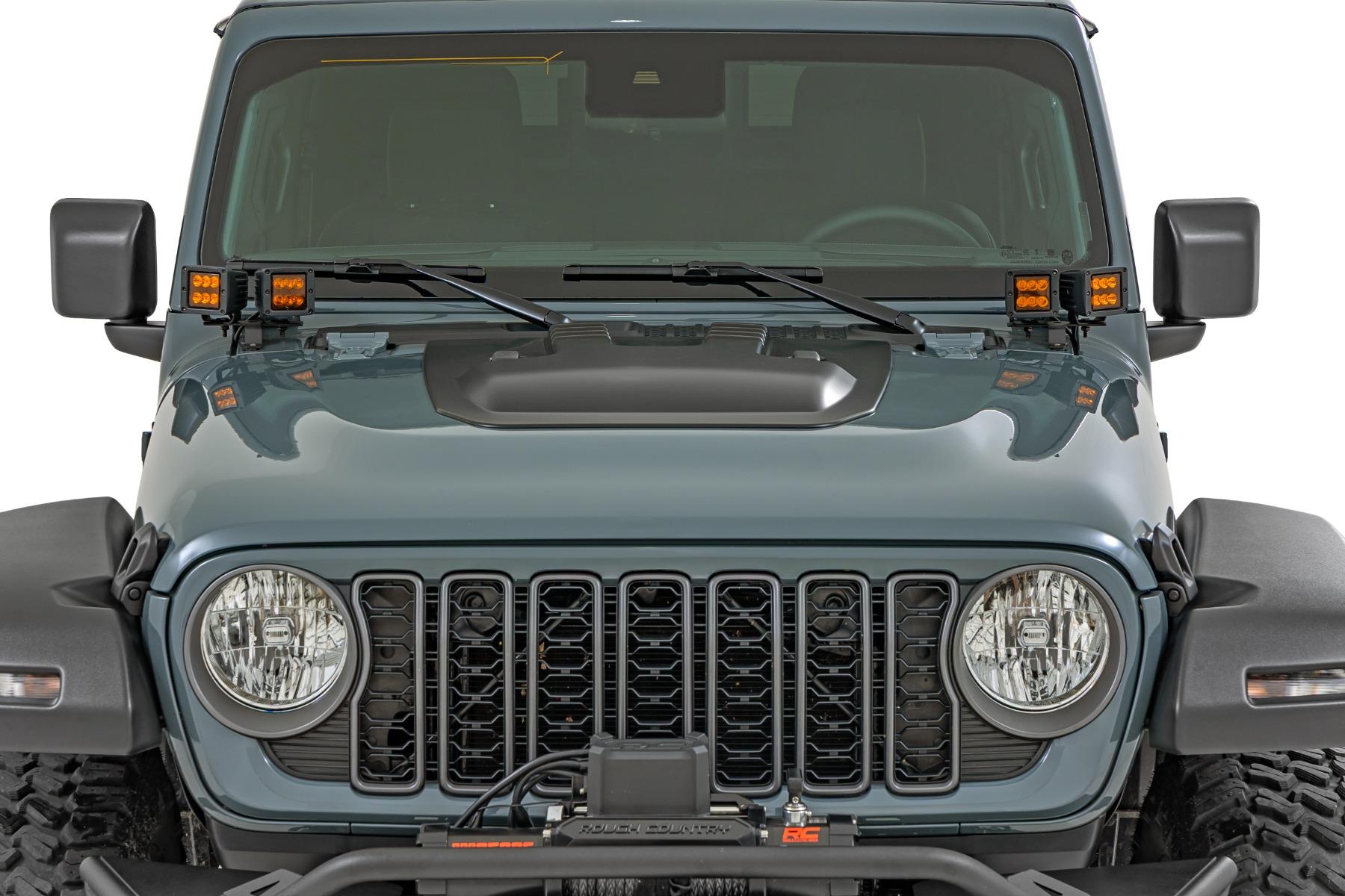 Rough Country Hood Scoop PGE Mojito Jeep Gladiator JT/Wrangler JL 4WD (2018-2026) (2019-2020 Wrangler, Gladiator) - HS60010-PGE