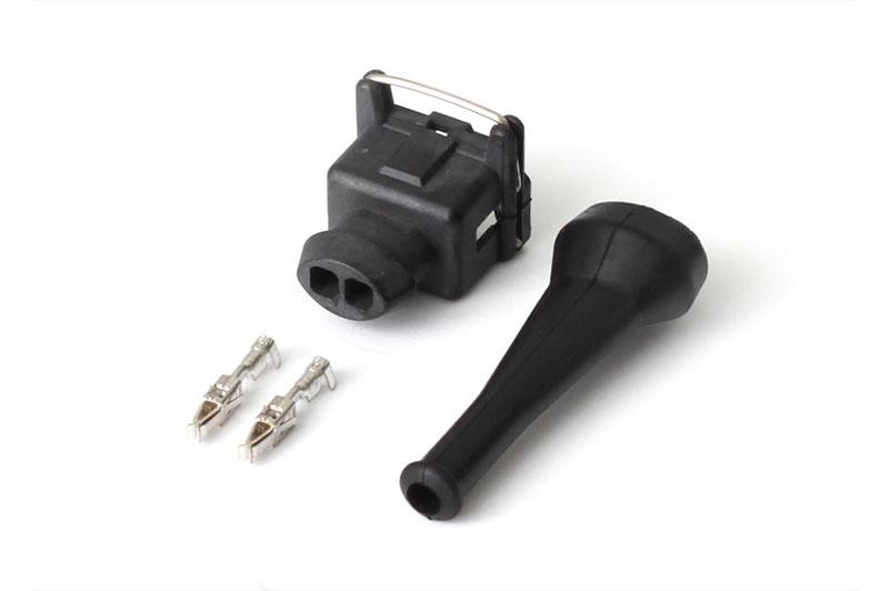 Haltech Plug and Pins Only - Bosch EV1 (Square) 2 Pin Junior Timer Female Connector - HT-030300