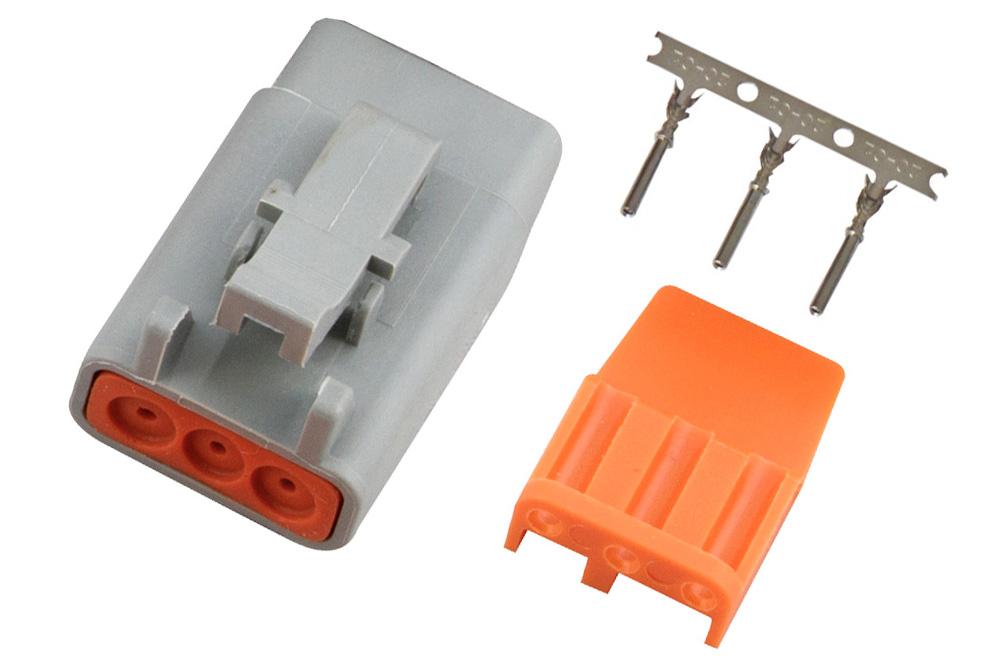 Haltech Plug and Pins Only - Male Deutsch DTM-3 Connector (7.5 Amp) - HT-031001
