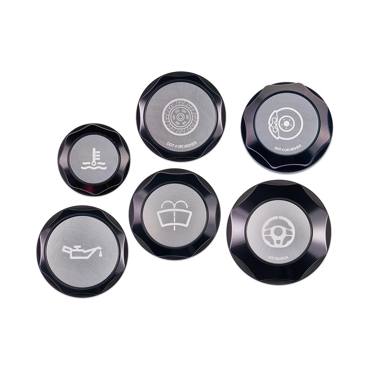 IAG Performance Engine Bay Dress-Up Cap Kit W/ Silver Accent 02-07 Wrx 04-07 Sti 04-08 Fxt (2002-2008 Subaru Impreza, Subaru Forester) - IAG-ACC-5401BKSL