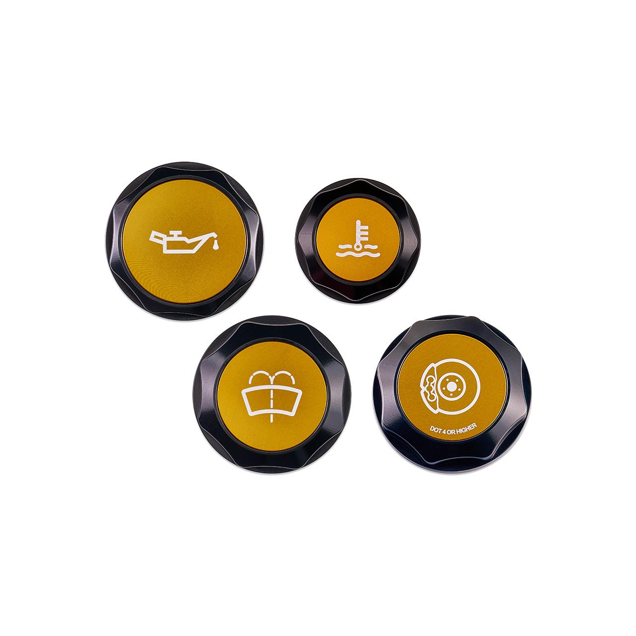 IAG Performance Engine Bay Dress-Up Cap Kit W/ Gold Accent For 15-21 Wrx (2015-2021 Subaru WRX) - IAG-ACC-5403BKGD