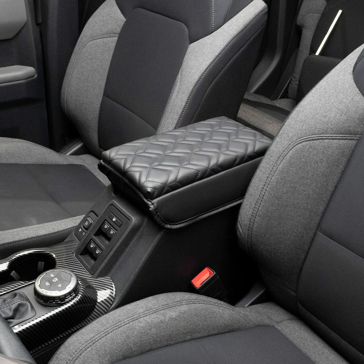 IAG Performance I-Line Arm Rest Cover Black Leather Arrow Grid Pattern (2021-2025 Ford Bronco) - IAG-ACC-F3081