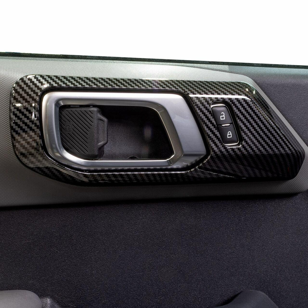 IAG Performance I-Line 2pc Interior Door Handle Cover Gloss Carbon (2021-2025 Ford Bronco 2-Door) - IAG-ACC-F3088
