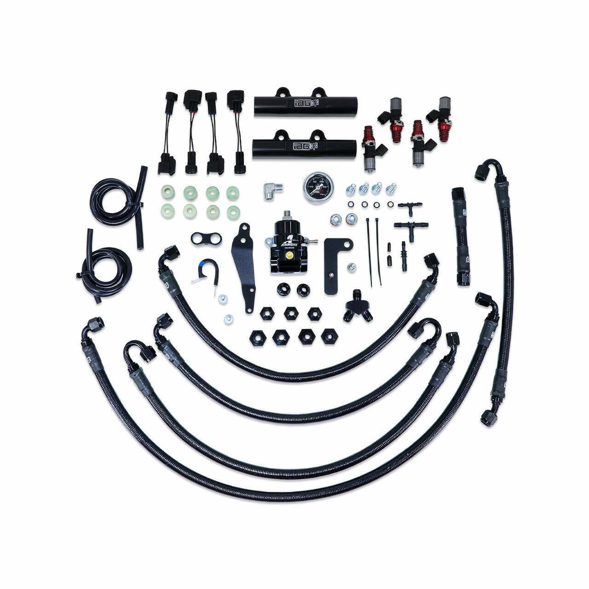 IAG Performance Ptfe Fuel System Kit W/ Id Injectors, Aeromotive Fpr, Iag Fuel Rails (Black) (2008-2021 Subaru Impreza, Subaru WRX, Subaru WRX STI) - IAG-AFD-2310BK