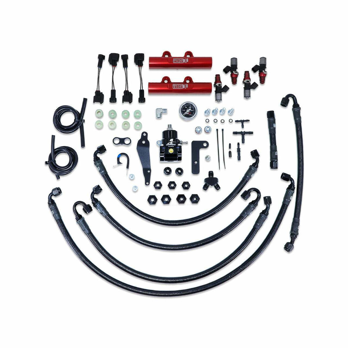 IAG Performance Ptfe Fuel System Kit W/ Id Injectors, Aeromotive Fpr, Iag Fuel Rails (Red) (2008-2021 Subaru Impreza, Subaru WRX, Subaru WRX STI) - IAG-AFD-2310RD