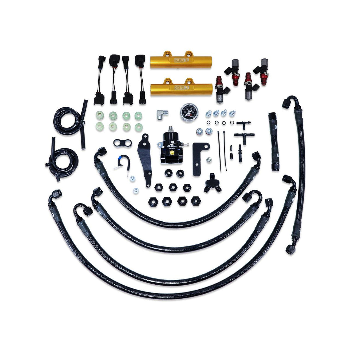 IAG Performance Ptfe Fuel System Kit W/ Id Injectors Aeromotive Fpr Iag Fuel Rails (Gold) (2008-2021 Subaru Impreza, Subaru WRX, Subaru WRX STI) - IAG-AFD-2315GD