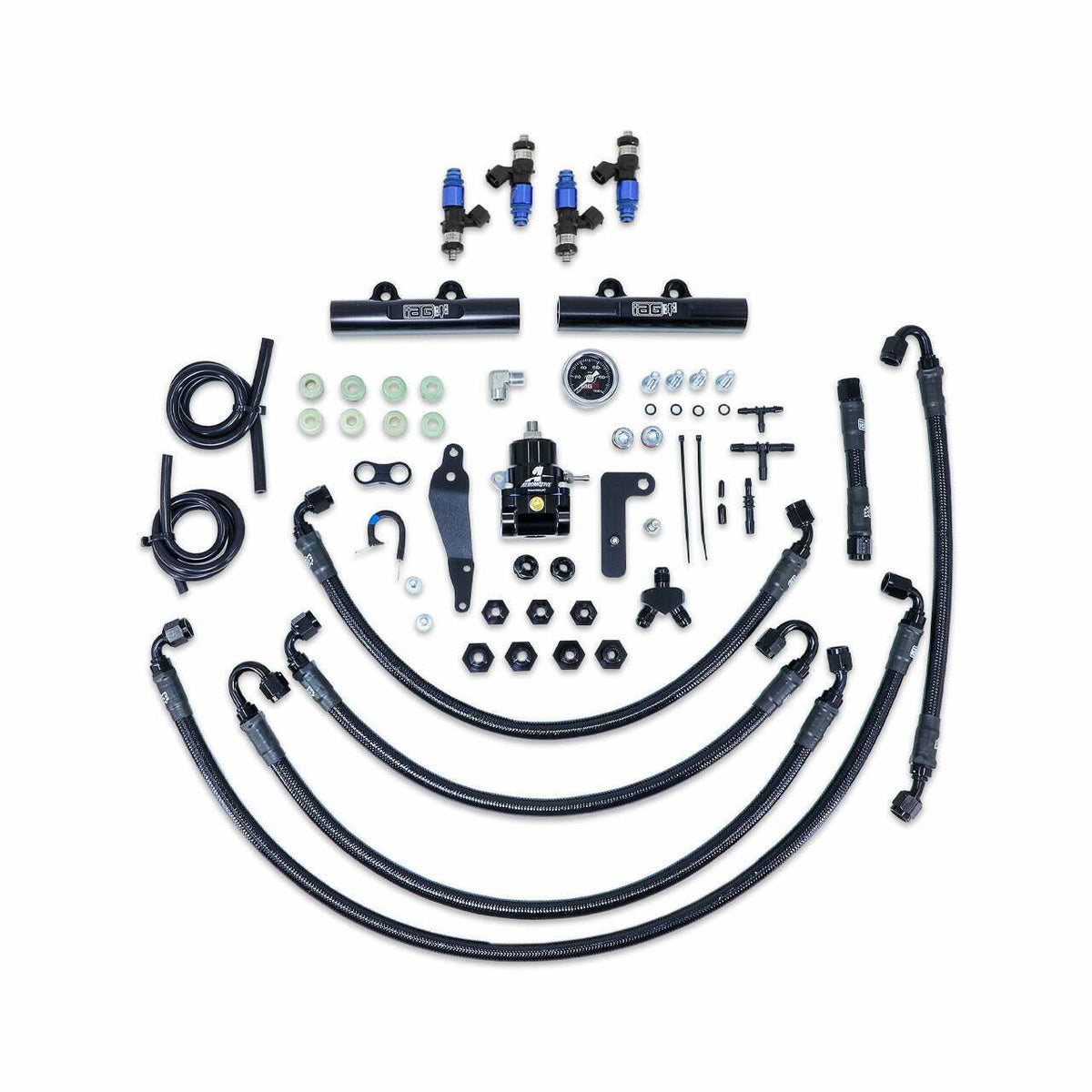 IAG Performance Ptfe Fuel System Kit W/ Fic Injectors, Aeromotive Fpr, Iag Fuel Rails (Black) (2008-2021 Subaru Impreza, Subaru WRX, Subaru WRX STI) - IAG-AFD-2336BK