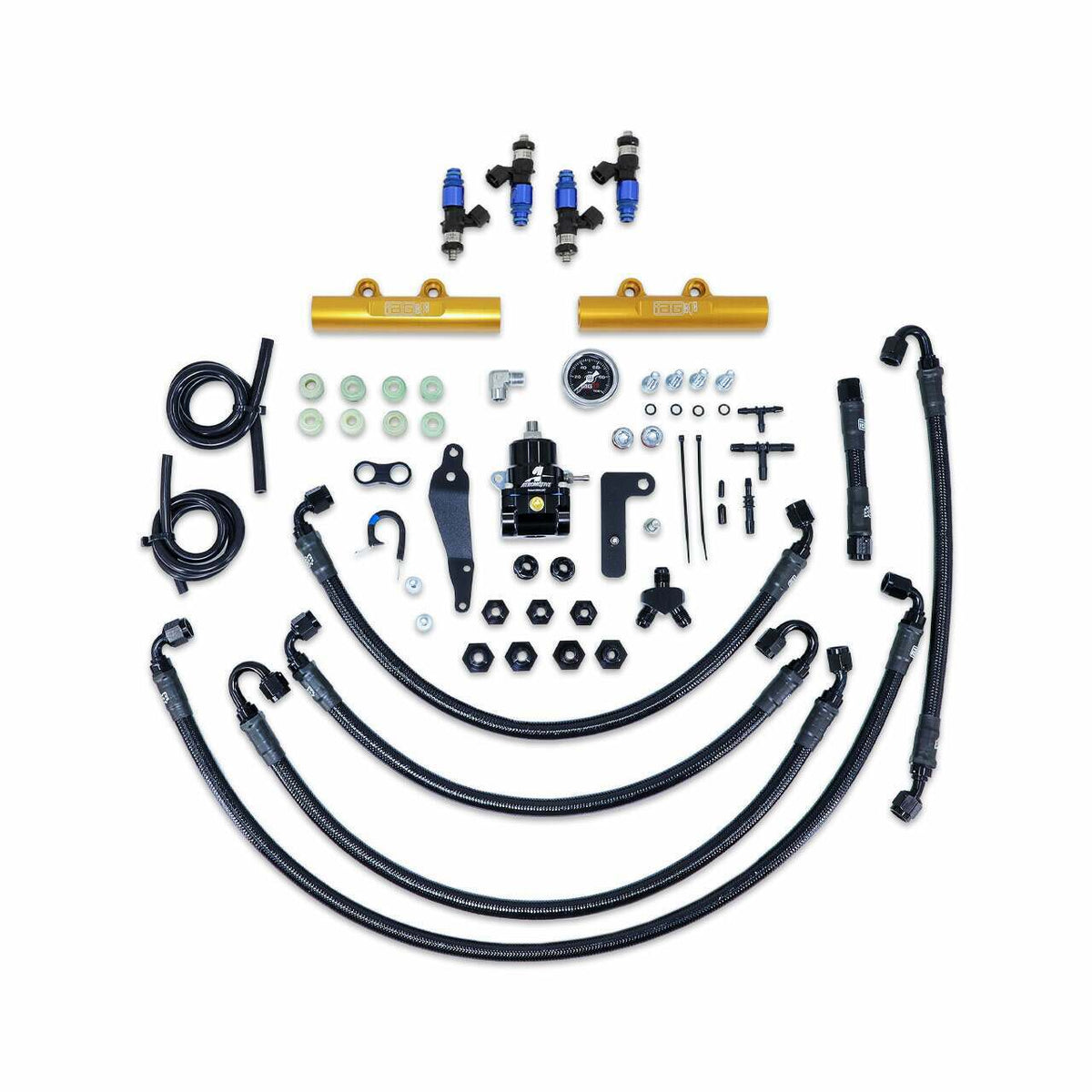 IAG Performance Ptfe Fuel System Kit W/ Fic Injectors, Aeromotive Fpr, Iag Fuel Rails (Gold) (2008-2021 Subaru Impreza, Subaru WRX, Subaru WRX STI) - IAG-AFD-2336GD