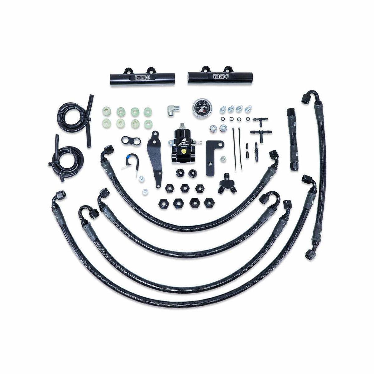 IAG Performance Ptfe Fuel System Kit W/ Aeromotive Fpr, Iag Fuel Rails (Black) (2008-2021 Subaru Impreza, Subaru WRX, Subaru WRX STI) - IAG-AFD-2350BK