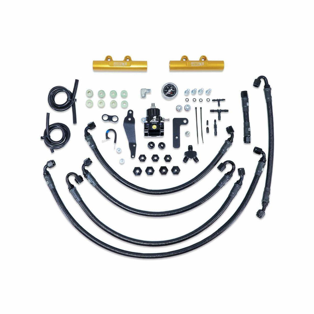 IAG Performance Ptfe Fuel System Kit W/ Aeromotive Fpr, Iag Fuel Rails (Gold) (2008-2021 Subaru Impreza, Subaru WRX, Subaru WRX STI) - IAG-AFD-2350GD