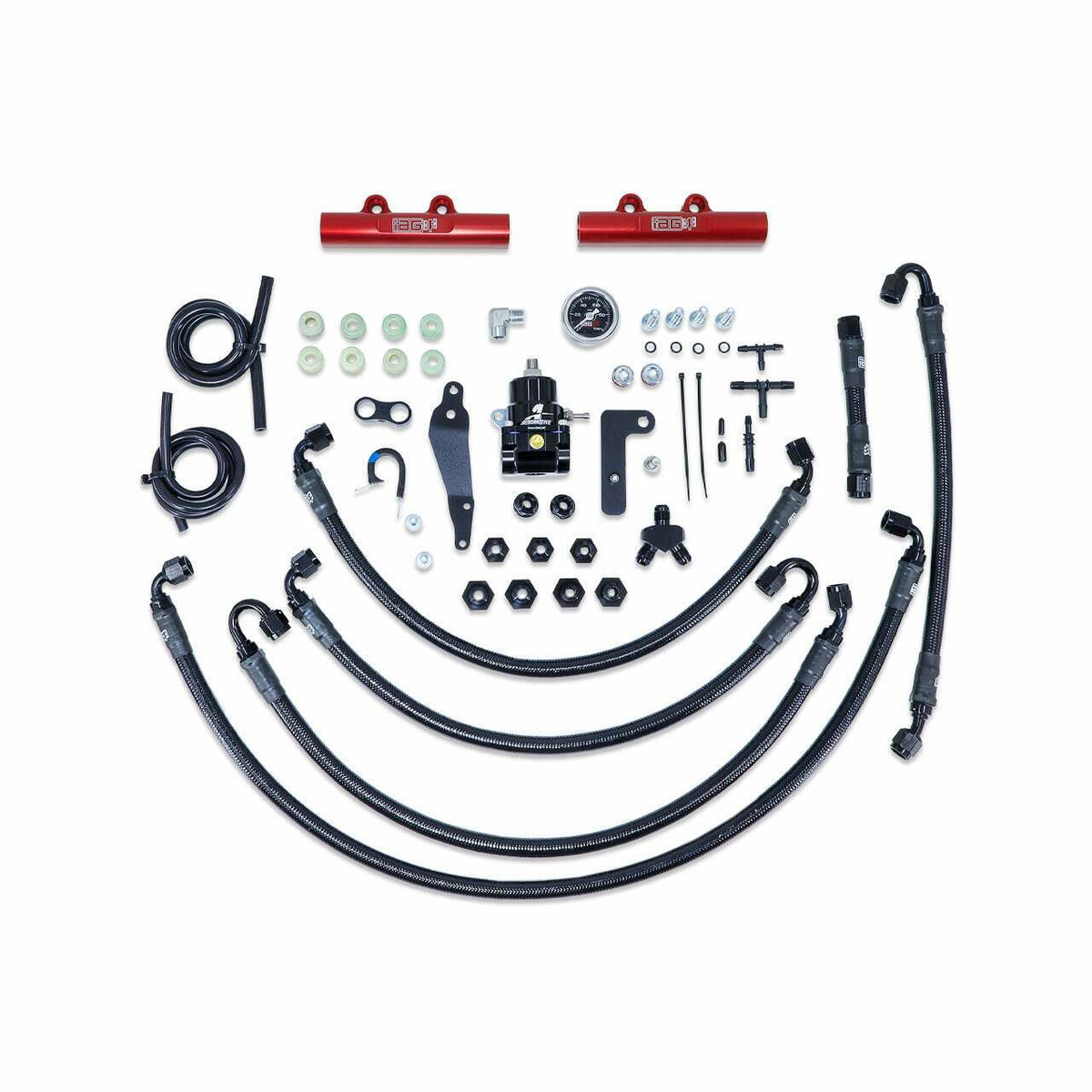 IAG Performance Ptfe Fuel System Kit W/ Aeromotive Fpr, Iag Fuel Rails (Red) (2008-2021 Subaru Impreza, Subaru WRX, Subaru WRX STI) - IAG-AFD-2350RD
