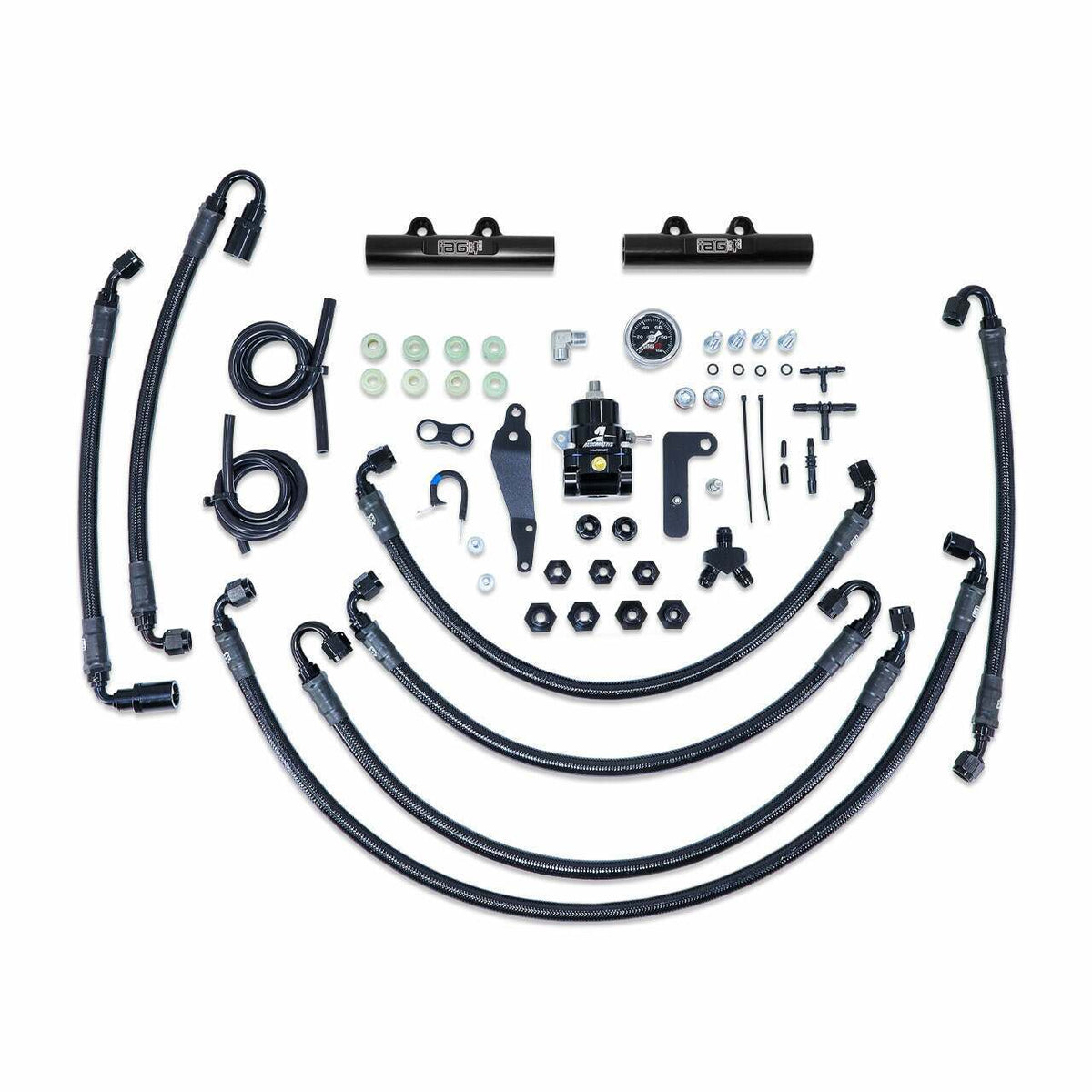 IAG Performance Ptfe Flex Fuel System Kit W/ Aeromotive Fpr, Iag Fuel Rails (Black) (2008-2021 Subaru Impreza, Subaru WRX, Subaru WRX STI) - IAG-AFD-2352BK