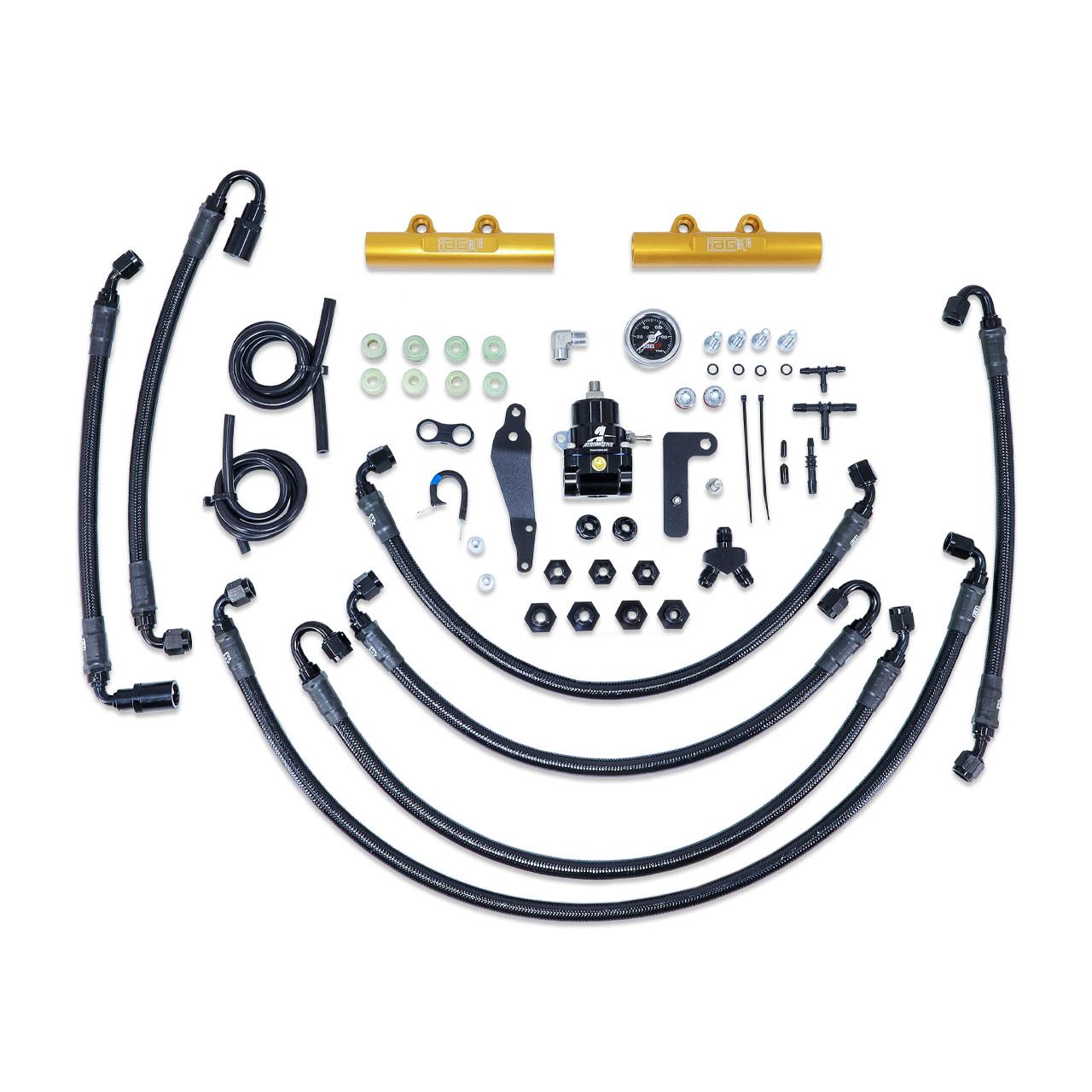 IAG Performance Ptfe Flex Fuel System Kit W/ Aeromotive Fpr, Iag Fuel Rails (Gold) (2008-2021 Subaru Impreza, Subaru WRX, Subaru WRX STI) - IAG-AFD-2352GD