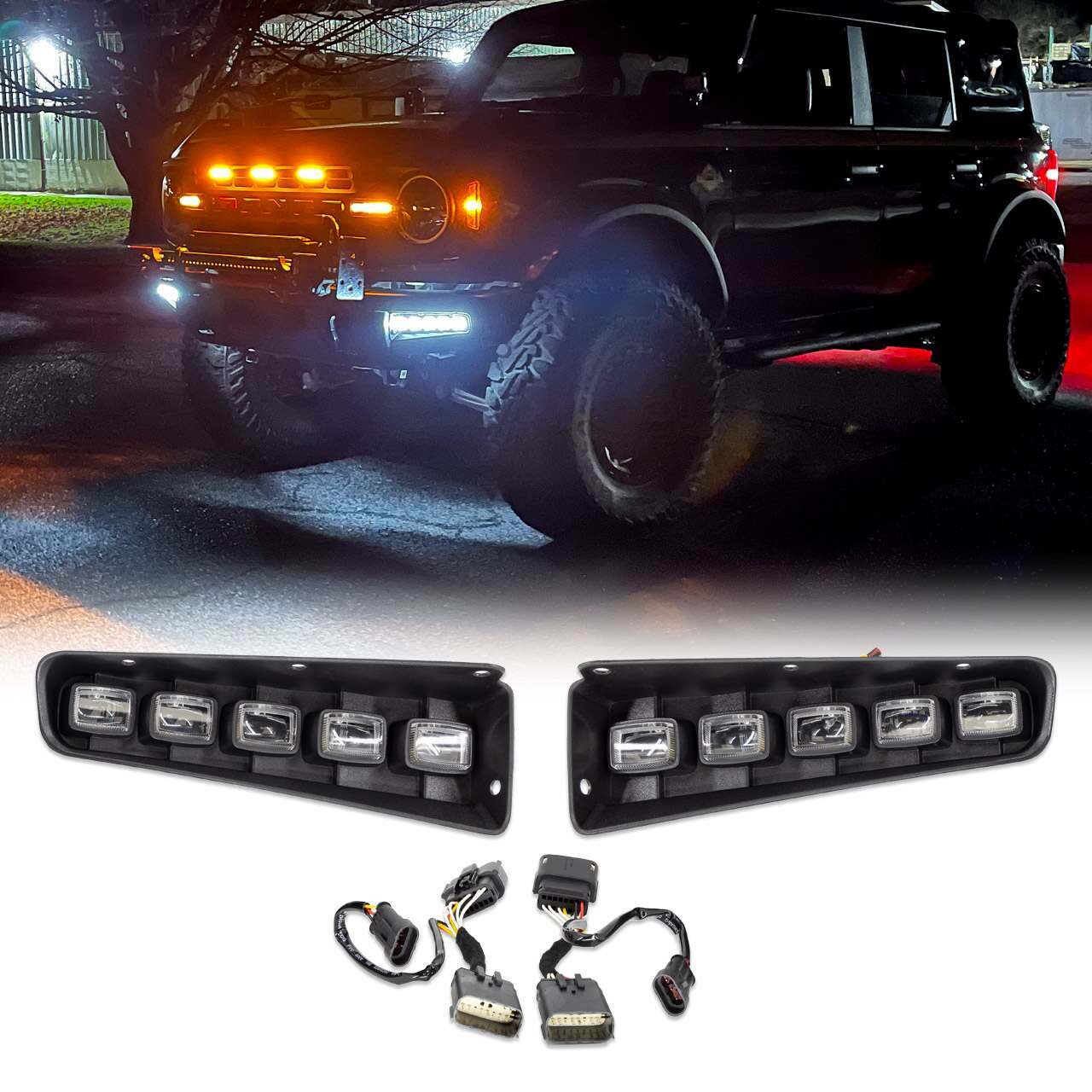 IAG Performance I-Line 5 Lamp Bumper Indicator Light For Use W/ Modular Bumper 2021-2025 Bronco (2021-2025 Ford Bronco) - IAG-BDY-F3134