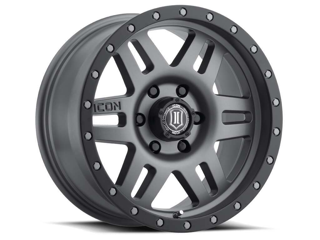 Icon ALLOYS SIX SPEED TITANIUM - 17 X 8.5 / 5 X 5 / -6MM / 4.5" BS (2007-2022 Gladiator, Wrangler JK, Grand Cherokee, Wrangler) - 1417857345TT