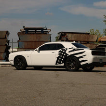 Anchor Room Tattered American Support Flag Body Graphics - Red , Driver & Passenger Sides (+$75.00)(2008-2023 Challenger) - 08DL_TAF_BS_R