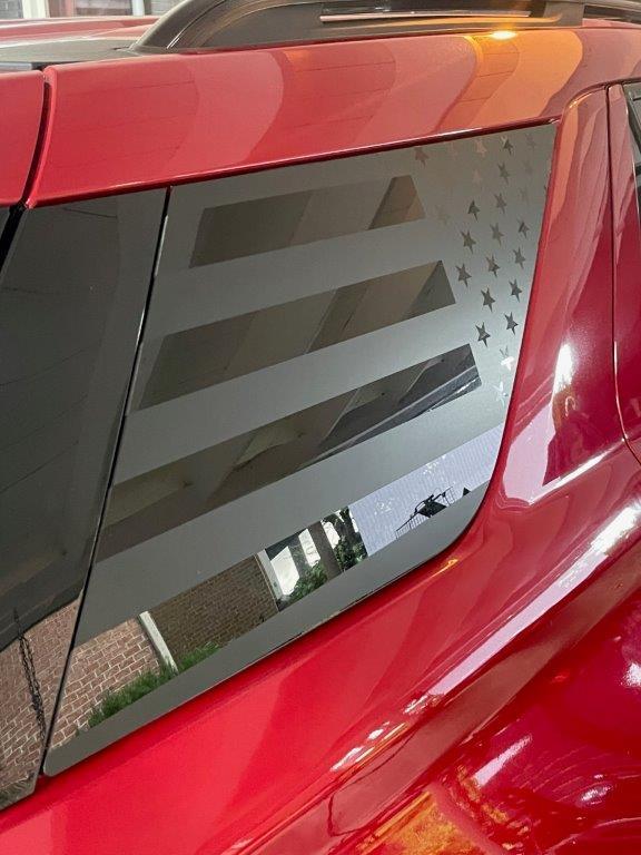 Anchor Room Quarter Window American Flag - Black Reflective (+$30.00) , Non-Distressed(2020-2023 Explorer) - 20FE_QWFND_BR