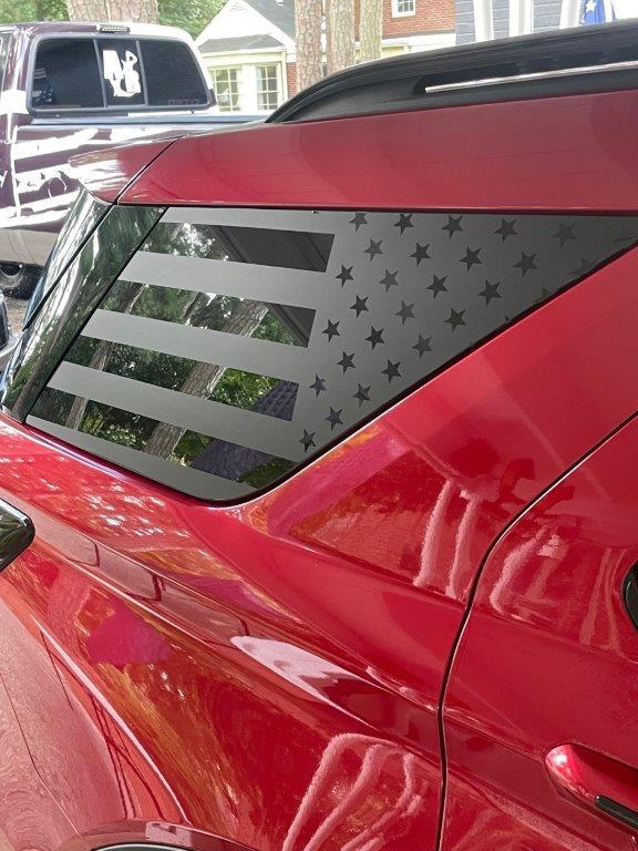 Anchor Room Quarter Window American Flag - Black Reflective (+$30.00) , Non-Distressed(2020-2023 Explorer) - 20FE_QWFND_BR