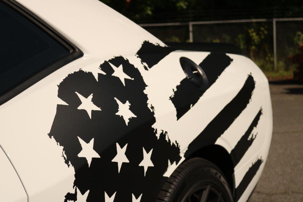 Anchor Room Tattered American Support Flag Body Graphics - Red , Driver & Passenger Sides (+$75.00)(2008-2023 Challenger) - 08DL_TAF_BS_R