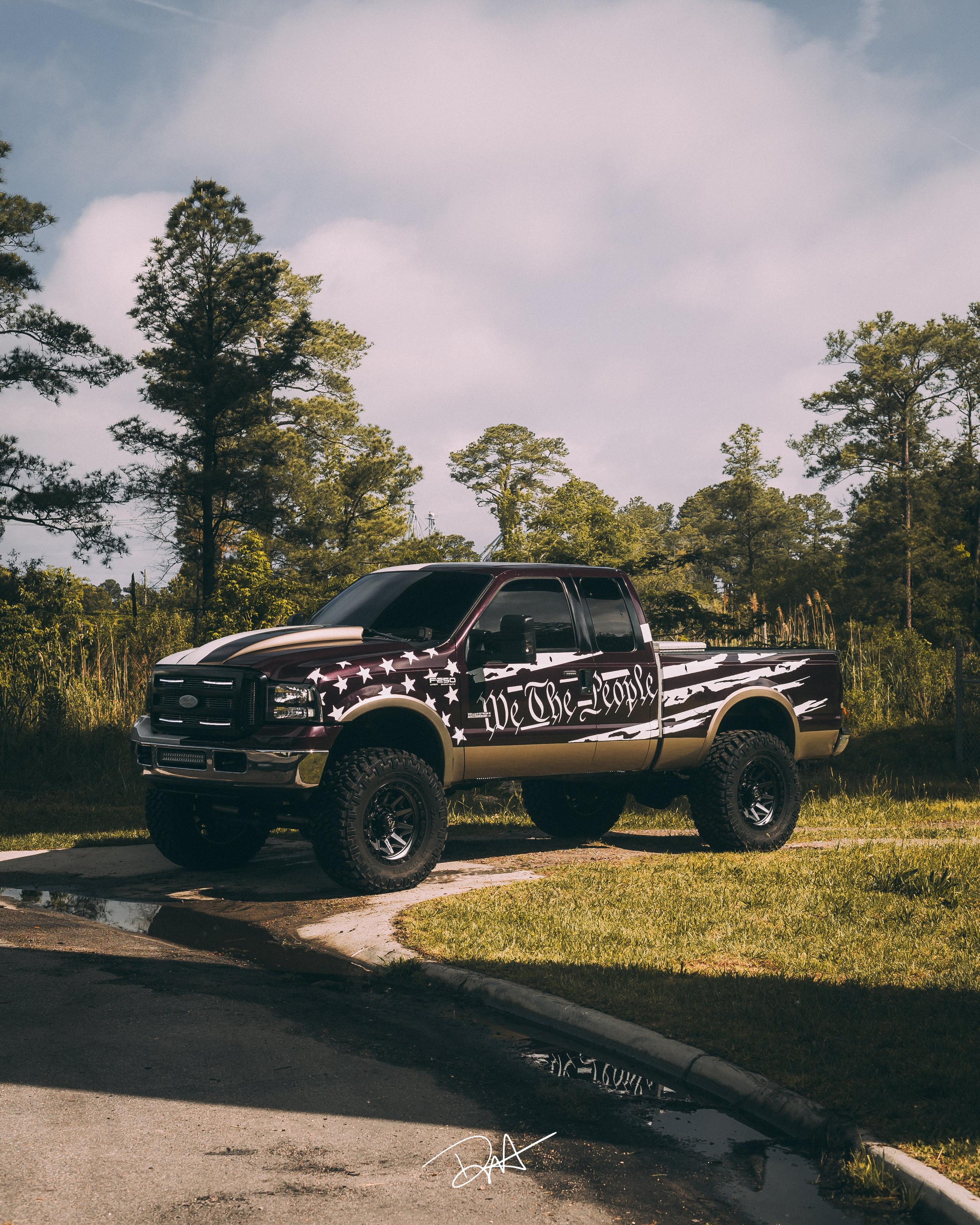 Anchor Room We The People Large Side Tattered American Flag (1999-2007 F-250) - Gloss Black - 99F2_WTPSF_G