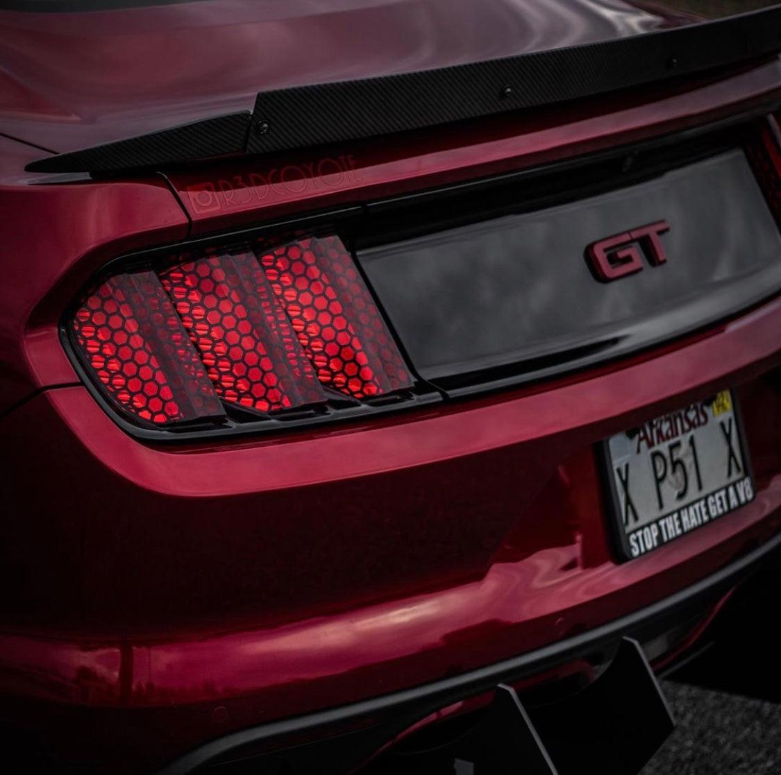 Anchor Room Tail Light Honey Comb Vinyl Overlay (2015-2017 Mustang) - 15FM_HCT