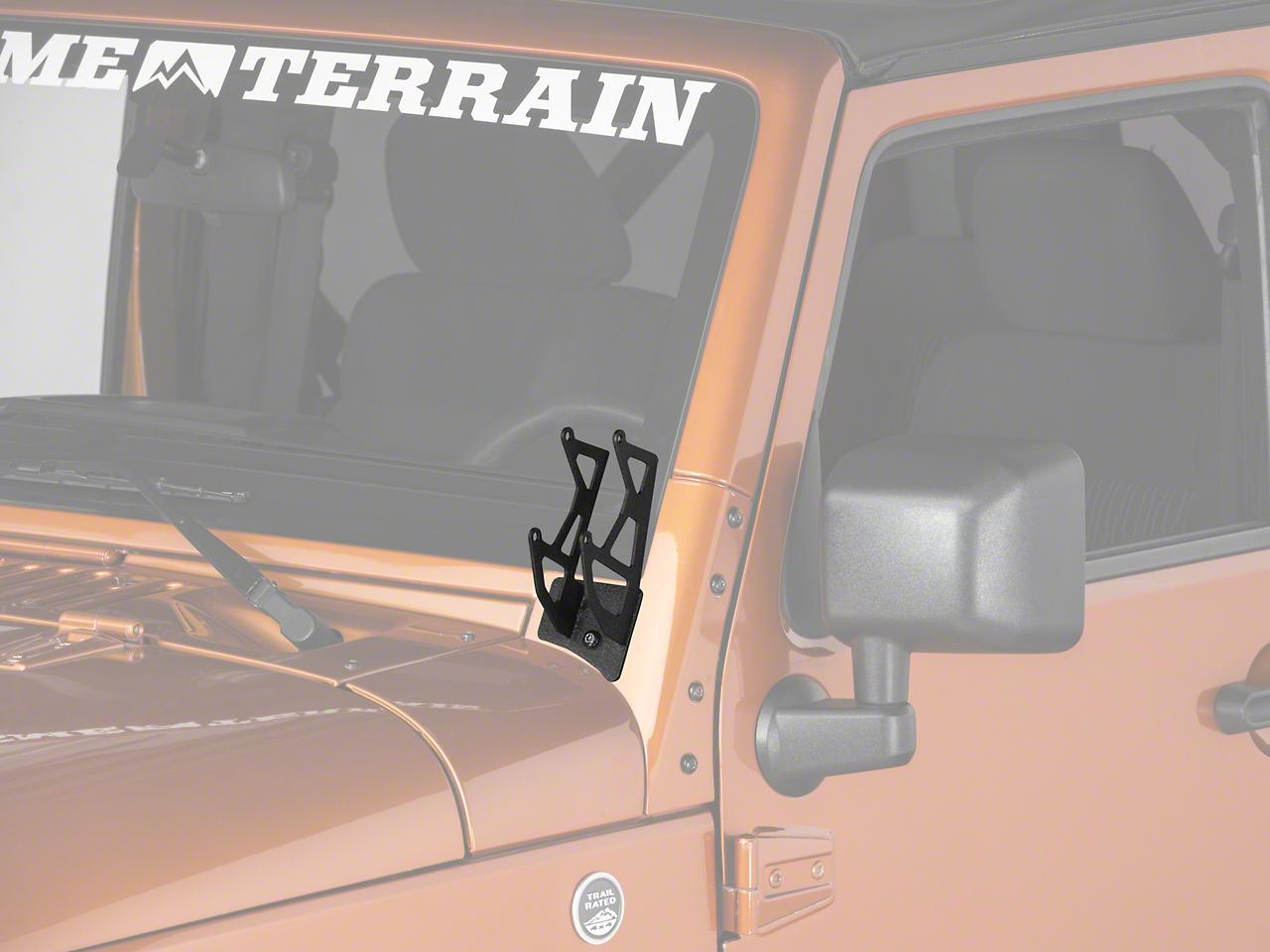 Raxiom Windshield Mounted Dual Light Brackets (2007-2018 Wrangler, Wrangler JK) - J106739