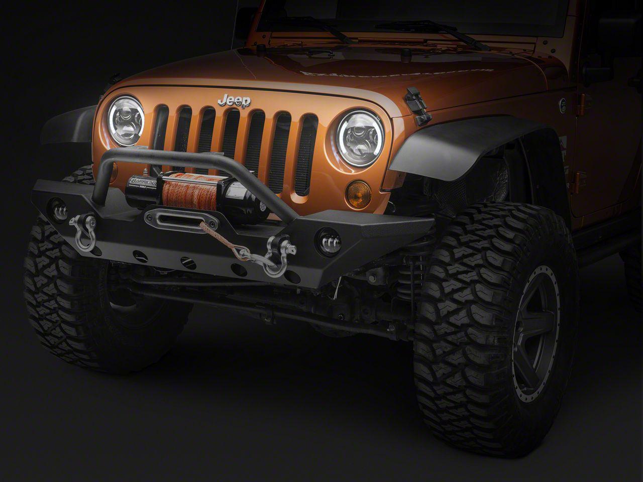 Raxiom 6-Led Headlights With Partial Halo; Black Housing; Clear Lens (1997-2018 Wrangler, Wrangler JK) - J135442