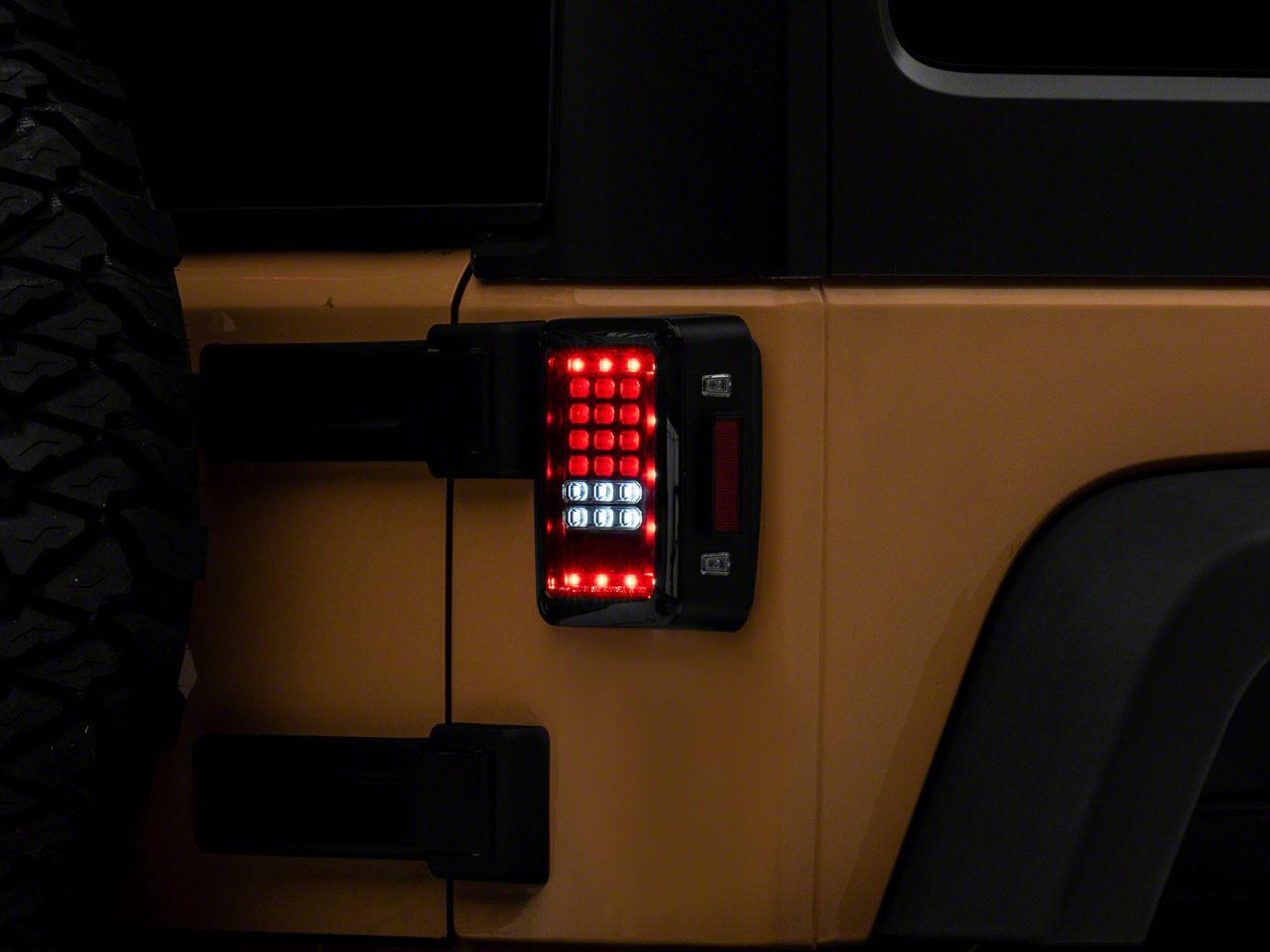 Raxiom Axial Series Led Tail Lights; Black Housing; Clear Lens (2007-2018 Wrangler, Wrangler JK) - J141585