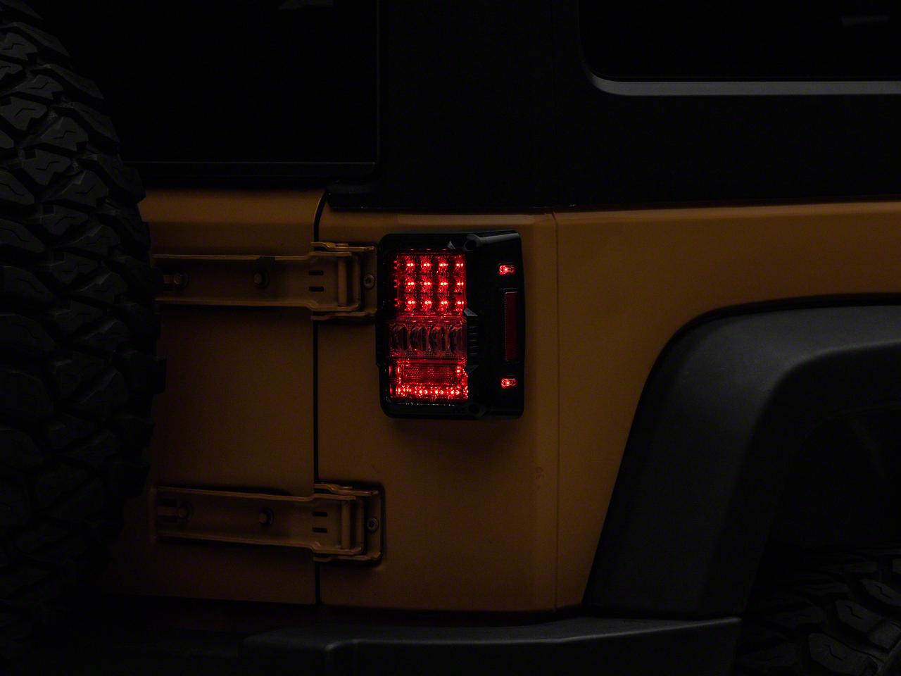Raxiom Axial Series Lux Led Tail Lights; Black Housing; Clear Lens (2007-2018 Wrangler, Wrangler JK) - J141596