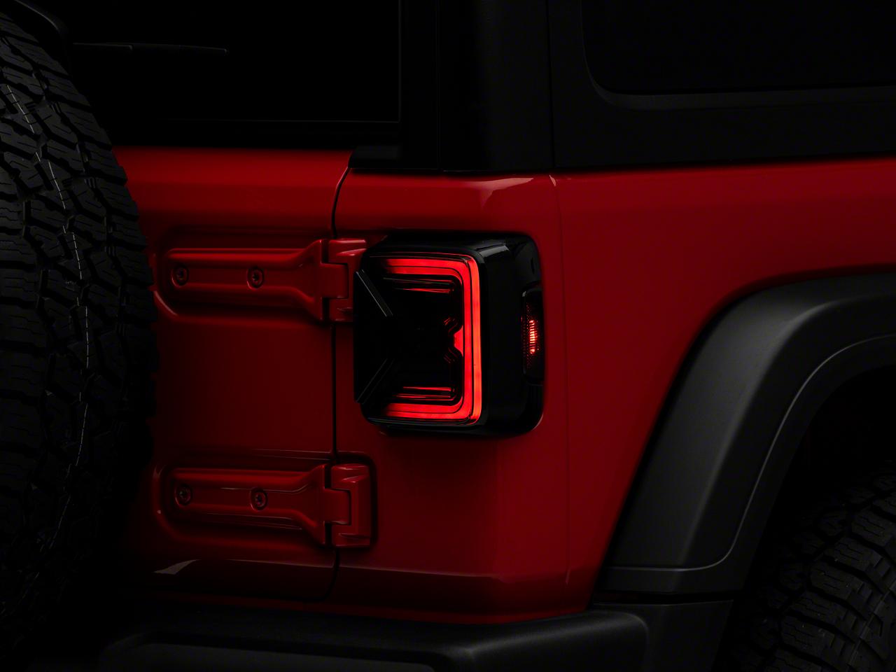 Raxiom Axial Series Led Tail Lights; Black Housing; Smoked Lens (2018-2025 Wrangler) - J142664-JL
