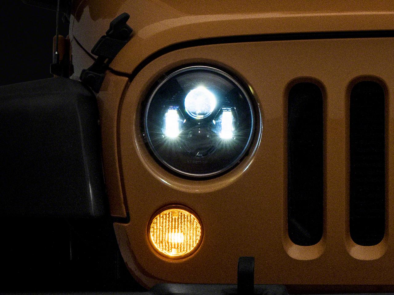 Raxiom 7-Inch Led Headlights; Black Housing; Clear Lens (2007-2018 Wrangler, Wrangler JK) - J154695