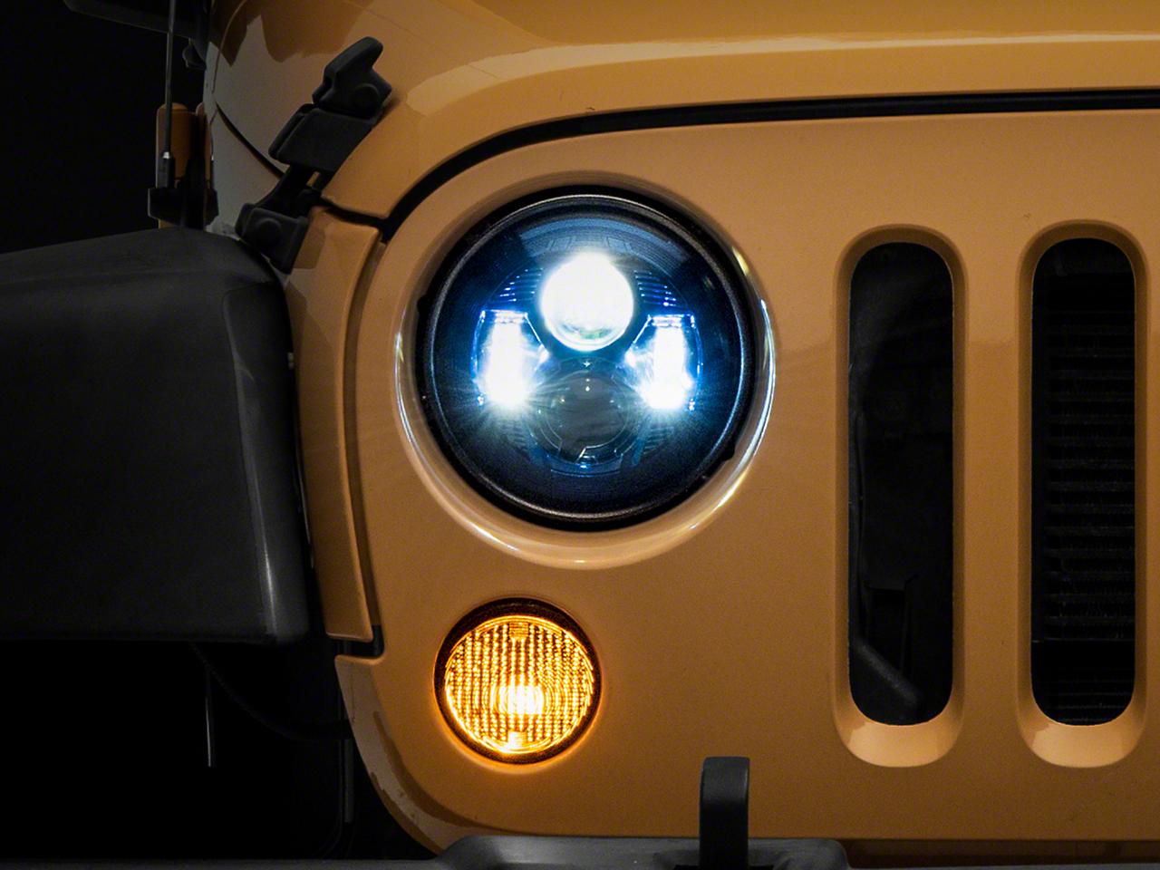 Raxiom 7-Inch Led Headlights; Blue Housing; Clear Lens (2007-2018 Wrangler, Wrangler JK) - J154696
