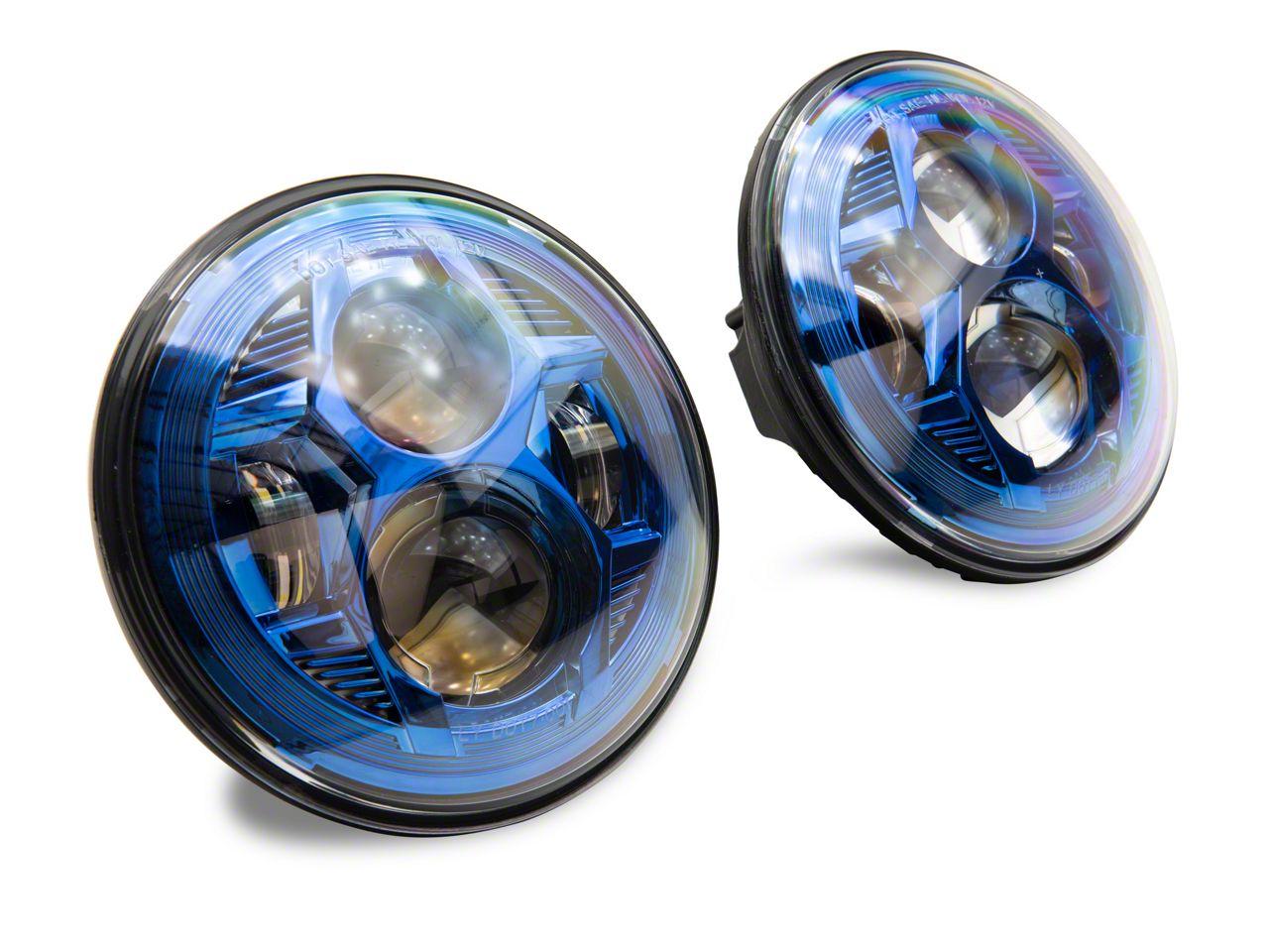 Raxiom 7-Inch Led Headlights; Blue Housing; Clear Lens (2007-2018 Wrangler, Wrangler JK) - J154696