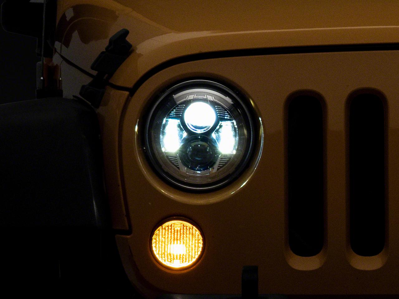 Raxiom 7-Inch Led Headlights; Chrome Housing; Clear Lens (2007-2018 Wrangler, Wrangler JK) - J154697
