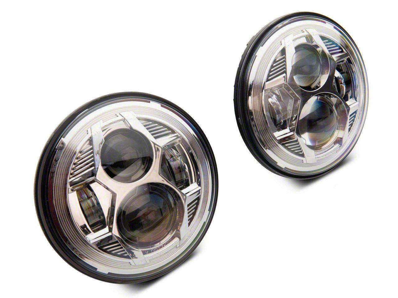 Raxiom 7-Inch Led Headlights; Chrome Housing; Clear Lens (2007-2018 Wrangler, Wrangler JK) - J154697