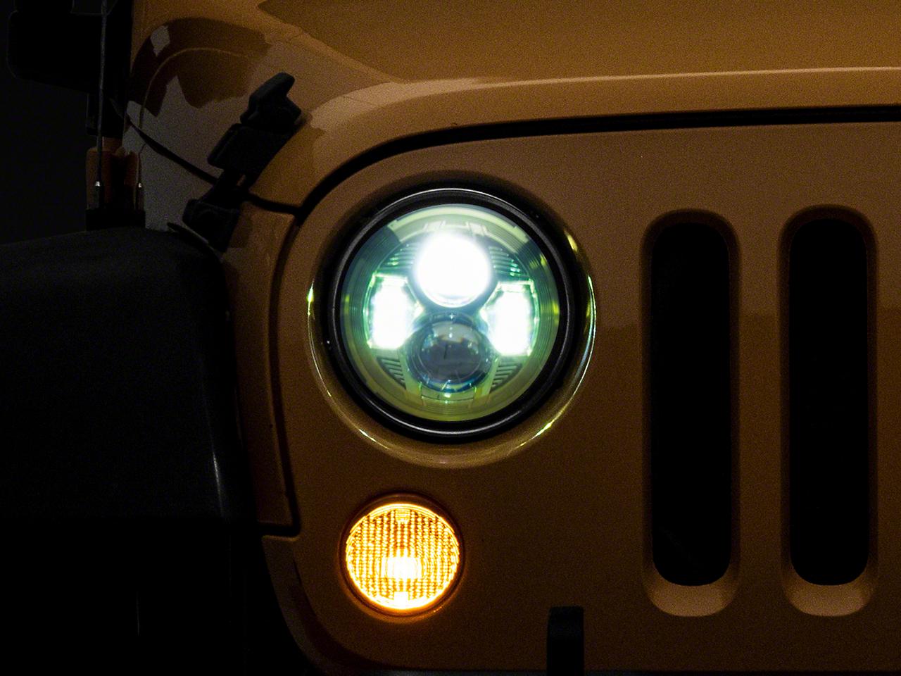 Raxiom 7-Inch Led Headlights; Green Housing; Clear Lens (2007-2018 Wrangler, Wrangler JK) - J154699