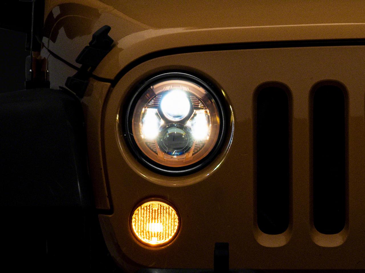Raxiom 7-Inch Led Headlights; Orange Housing; Clear Lens (2007-2018 Wrangler, Wrangler JK) - J154700