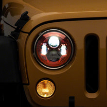 Raxiom 7-Inch Led Headlights; Red Housing; Clear Lens (2007-2018 Wrangler, Wrangler JK) - J154701