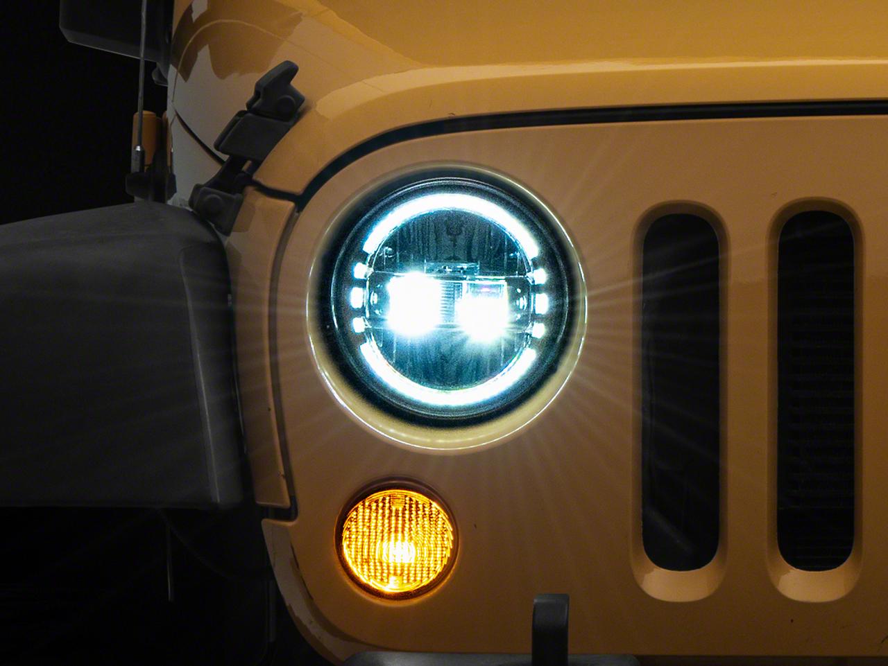 Raxiom Axial Series 7-Inch Led Headlights With Drl; Chrome Housing; Clear Lens (1997-2018 Wrangler, Wrangler JK) - J155569