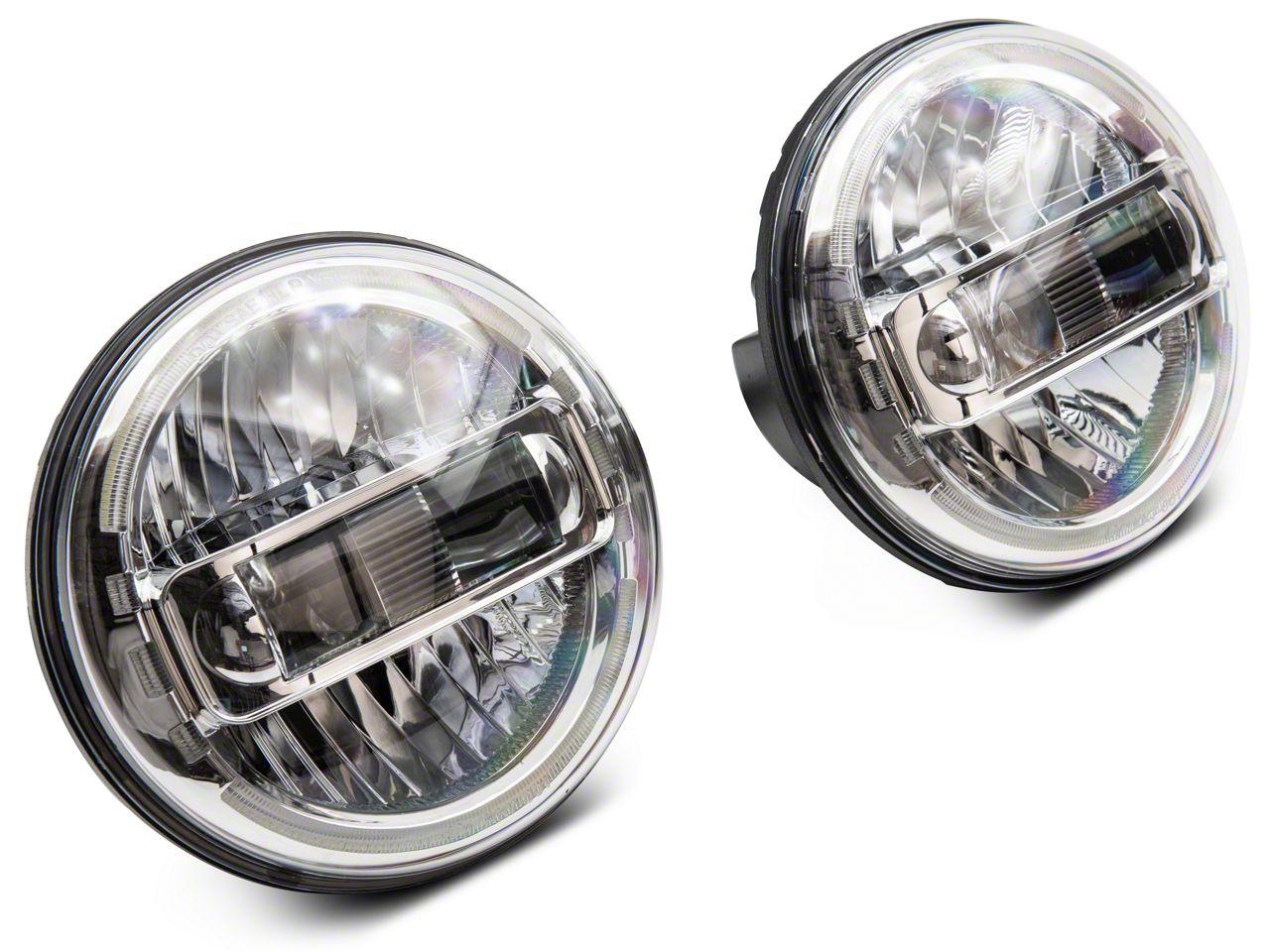 Raxiom Axial Series 7-Inch Led Headlights With Drl; Chrome Housing; Clear Lens (1997-2018 Wrangler, Wrangler JK) - J155569
