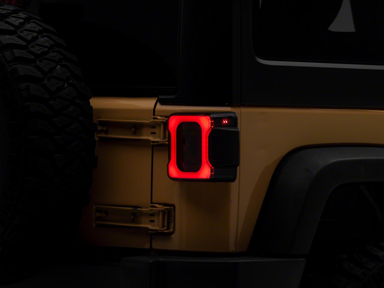 Raxiom Axial Series Carver Led Tail Lights; Black Housing; Smoked Lens (2007-2018 Wrangler, Wrangler JK) - J164241