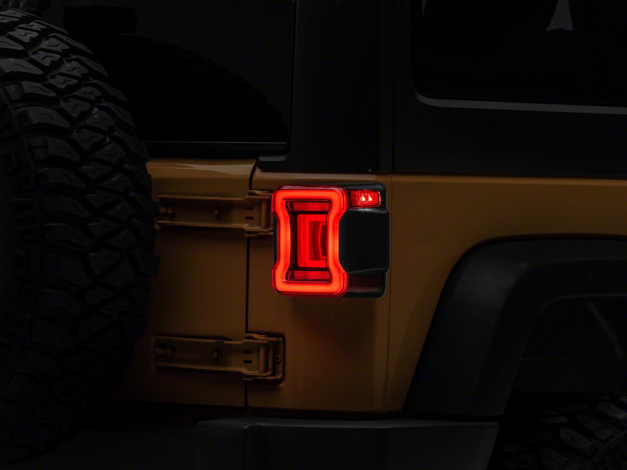 Raxiom Axial Series Jl Style Led Tail Lights; Black Housing; Red Lens (2007-2018 Wrangler, Wrangler JK) - J164242