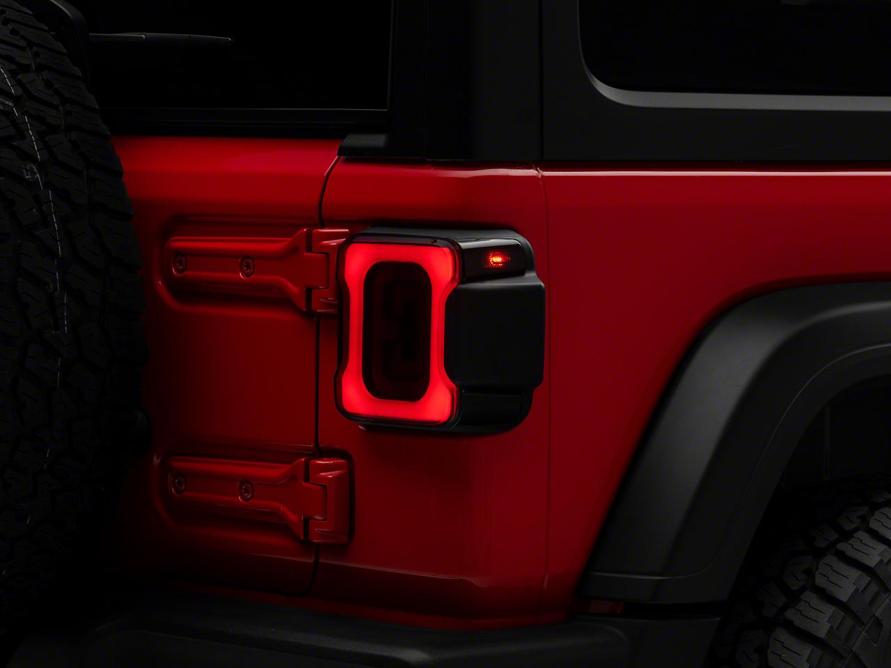Raxiom Axial Series Carver Led Tail Lights; Black Housing; Smoked Lens (2018-2025 Wrangler) - J164243-JL