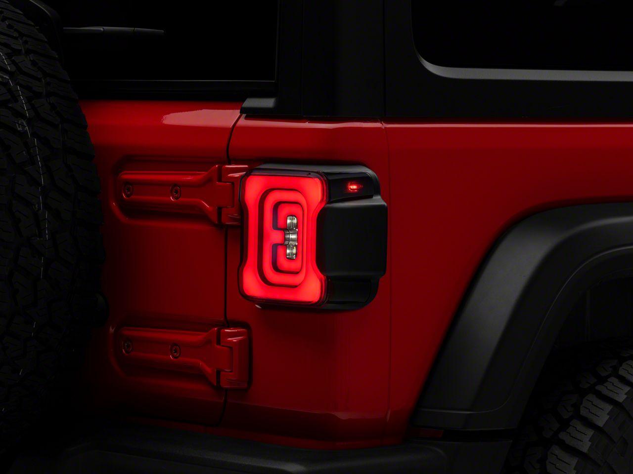 Raxiom Axial Series Carver Led Tail Lights; Black Housing; Smoked Lens (2018-2025 Wrangler) - J164243-JL